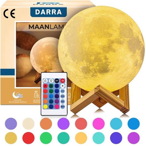 Darra Maanlamp 3D Tafellamp Maanlampje Nachtlamp 16 Dimbare LED