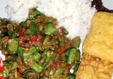 Resep Nasi Pencok Kacang Panjang Oleh Qaulan Sadida Cookpad