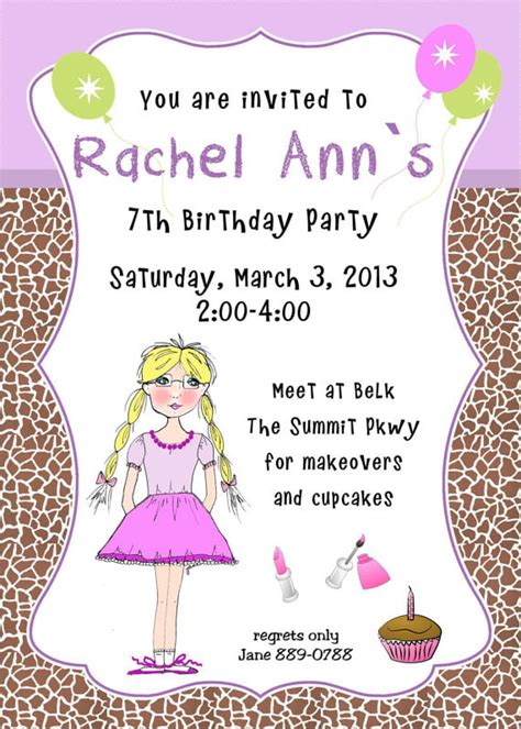 7th Birthday Party Invitation Wording | Drevio Invitations Design