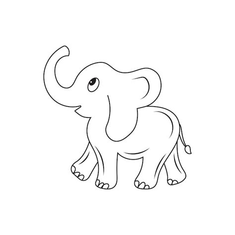 Page De Coloriage Mignon Bébé éléphant Vecteur Ligne Art Vecteur Premium