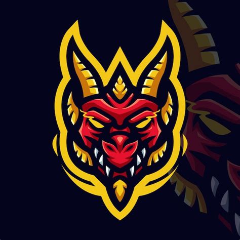 Roter drache mit gelber linie gaming maskottchen logo für esports