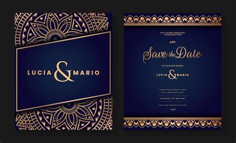 Luxury Wedding Invitation Card Design With Golden Mandala And Abstract