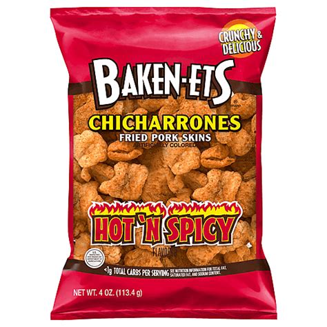 Baken Ets Chicharrones Hot N Spicy Flavored Oz Cheese Puffed Snacks Festival Foods