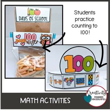 100th Day of School Activities BUNDLE Coloring Math and Craft Activities