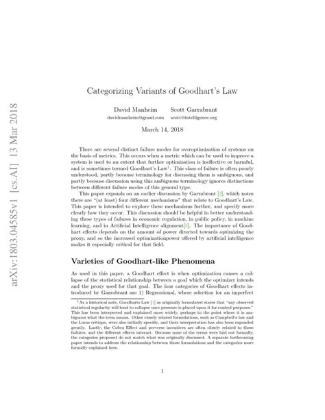 Categorizing Variants Of Goodhart S Law DeepAI