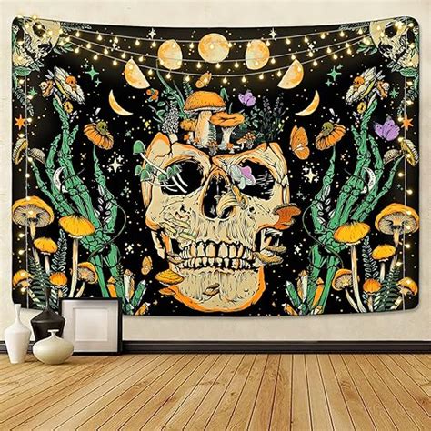 Amazon Lyacmy Skull Tapestry Hippie Mushroom Tapestries Moon Phase