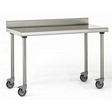 Table inox TS 15N démontable sur roues à dosseret pieds ronds largeur