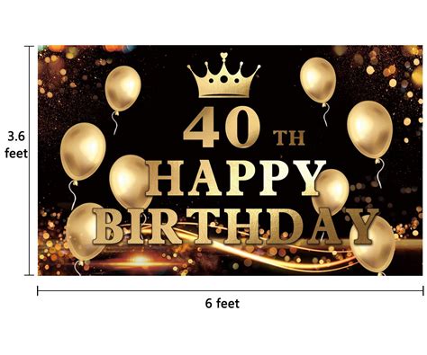 Ushinemi Happy 40th Birthday Banner 40th Birthday Backdrop 40 Birthday Party Decorations With