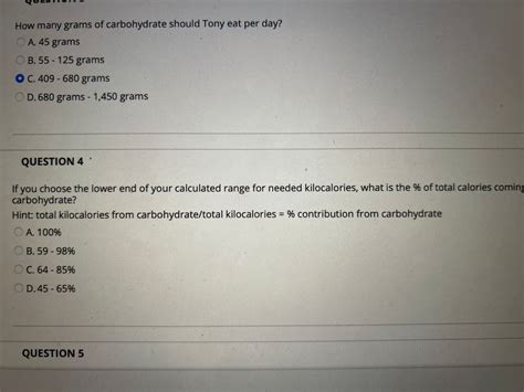 Answered How Many Grams Of Carbohydrate Should Bartleby