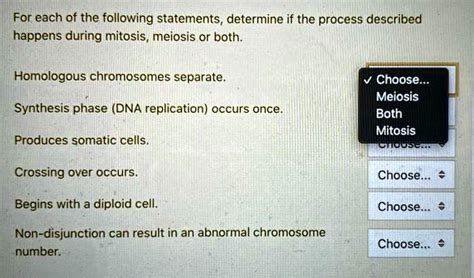 Solved For Each Of The Following Statements Determine If The Process Described Happens During