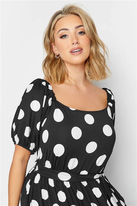 Yours Plus Size Black Polka Dot Print Tiered Maxi Dress Yours Clothing