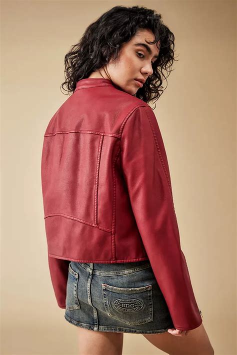 Bdg Bob Red Faux Leather Jacket Urban Outfitters Uk