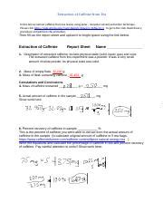 Extraction Of Caffeine From Tea Leaves Docx Extraction Of Caffeine