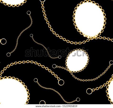 Seamless Golden Chain Pattern Black White