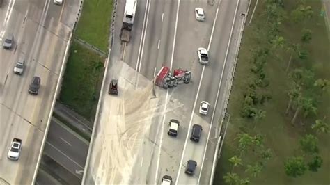 Rollover Crash Involving Truck On Sb Florida Turnpike In Sw Miami Dade Causes Traffic Delays 2