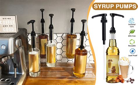 8 Packs Black Syrup Pump Dispenser Compatible With 254 Oz750ml