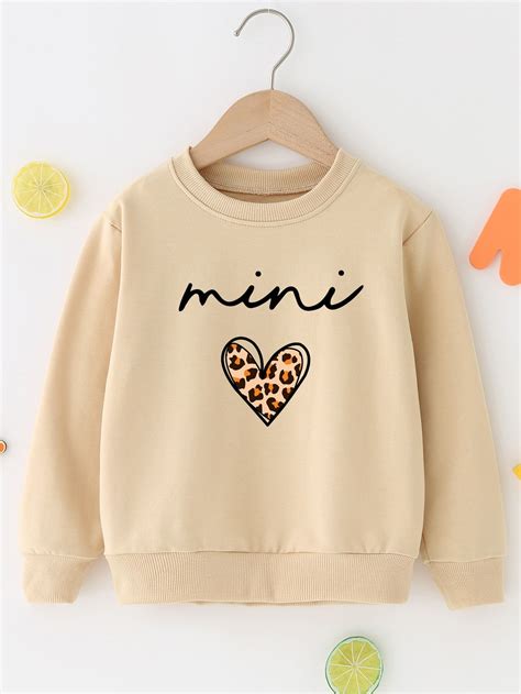 Toddler Girls 1pc Letter And Leopard Graphic Sweatshirt Toddler Girls