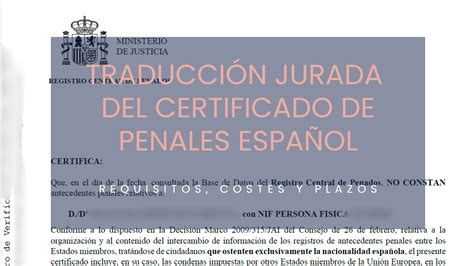 Traducci N Jurada Del Certificado De Antecedentes Penales A Ingl S