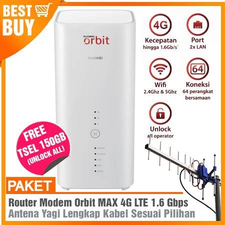 Jual Paket Wifi Router Modem Orbit Max B Antena Yagi Grid G