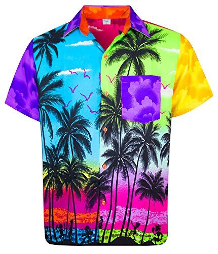 Funky Hawaiian Shirt For Men Short Sleeve Front Pocket Hawaiian Print