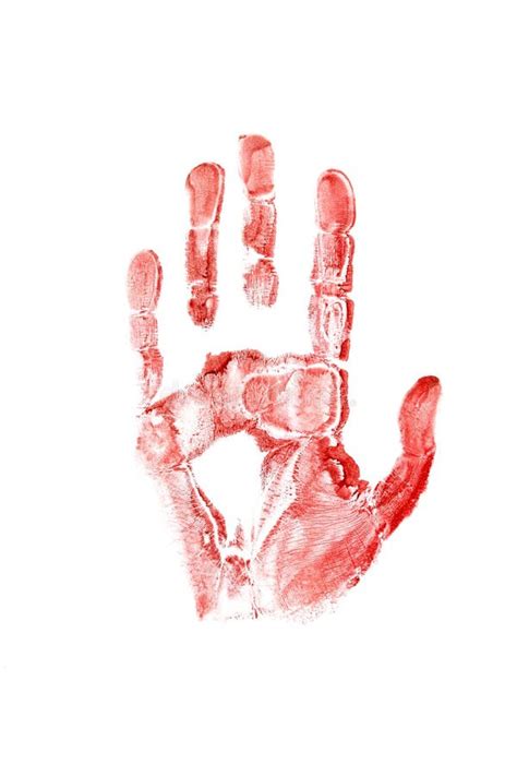 Spooky Bloody Hand Print Isolated On White Stock Photo Image Of