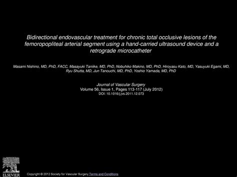 Bidirectional Endovascular Treatment For Chronic Total Occlusive