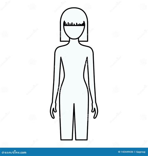 Faceless Naked Woman Nude Body Silhouette Outline Shape Vector