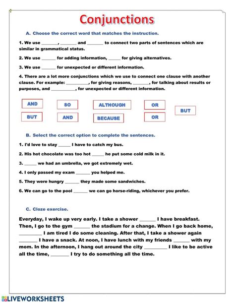 Conjunctions English Language Worksheet You Can Do The Exercises Hot Sex Picture