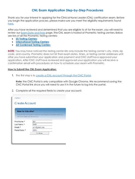 Fillable Online CNL Exam Application Step By Step Procedures Fax Email