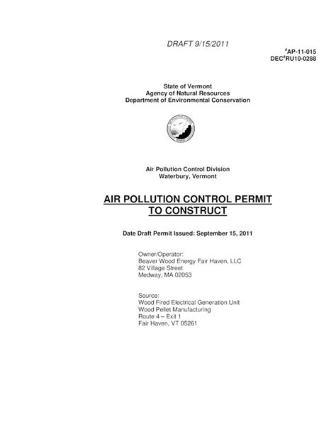 Pdf Air Pollution Control Permit To Construct€¦ · Pellet Storage Silos 2 Silos 22500 Ft3