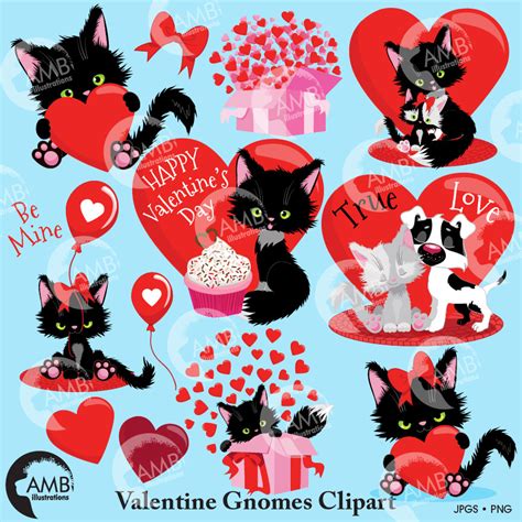 Cute Cats Clipart S Love Cats Svg Valentine Cats Png Papercraft Scrapbooking Pe