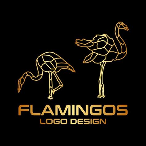 Design De Logotipo Vetorial De Flamingos Vetor Premium