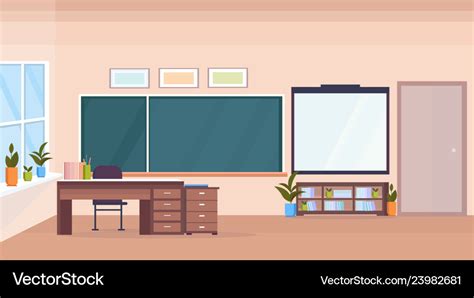 Modern School Classroom Interior Chalk Board Vector Image