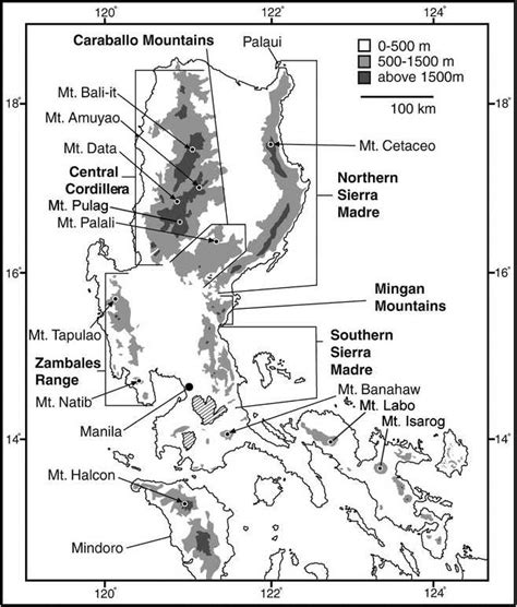 Map Of Luzon And Mindoro Showing Mountains And Ranges Referred To In