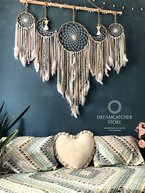 Dream Catcher Moon And Stars Hanging Over The Bed Large Dream Catcher