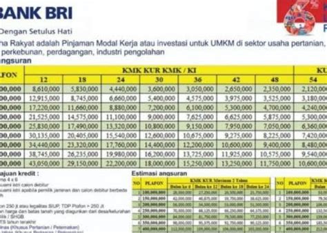 Simulasi Tabel Angsuran KUR BCA 2024 Pinjaman Rp 25 50 Juta Ini