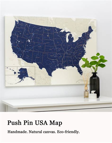 Detailed Usa Map Pin Board Push Pin Usa Map Wall Art Us Etsy