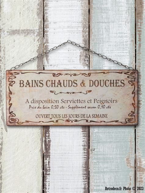 Plaque Bains Chauds Douches D Co Vintage Antic Line Retrodeco