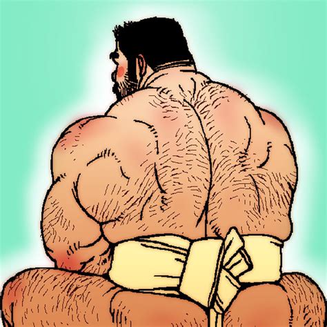 Jiraiya Mangaka Original 1boy Ass Back Back Focus Back Muscles Bara Beard Stubble