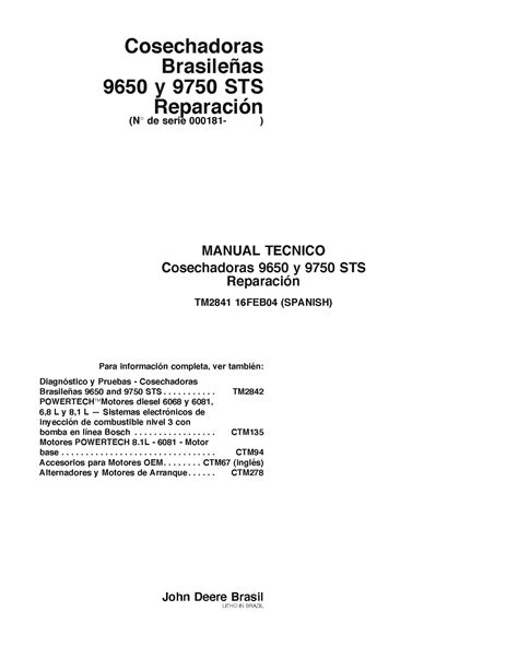 John Deere Sts Sts Cosechadora Pdf Manual T Cnico De