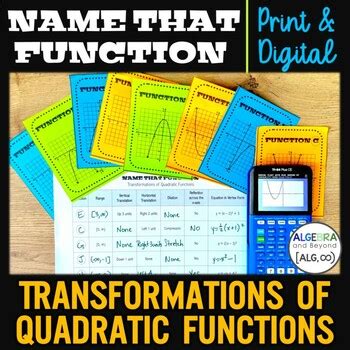 Transformations Of Quadratic Functions Matching Activity Vertex Form