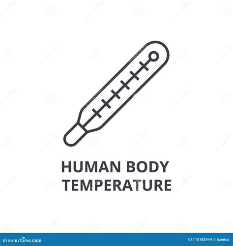 Dun De Lijnpictogram Van De Menselijk Lichaamstemperatuur Teken