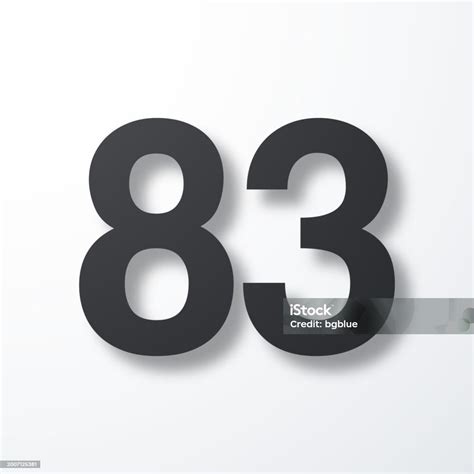 number eightythree icon  shadow  white background stock