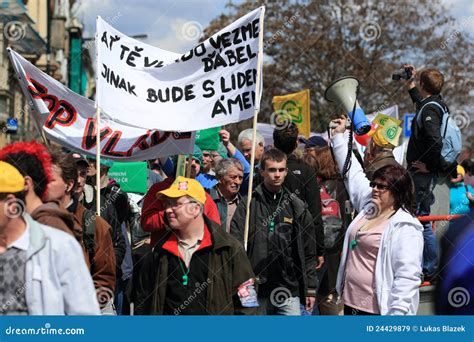 demonstrating people  prague editorial stock image image  crowd