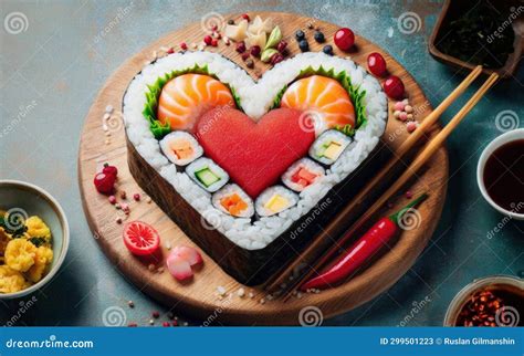 Heart Shaped Valentine Day Sushi Set Classic Sushi Rolls Philadelphia