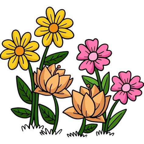 Fleur De Printemps Dessin Animé Coloré Clipart Illustration Vecteur