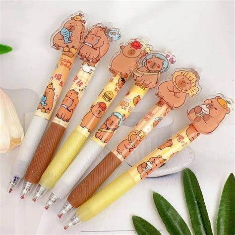 Pcs Pack Capybara Ballpoint Pen Cute Cartoon Erasable Blue Ink Gel Pen