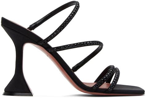 AMINA MUADDI Naima Crystal Heeled Sandals In Black Lyst