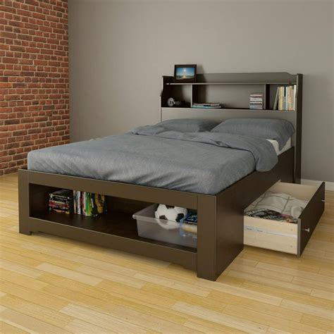 Dixon 1-Drawer Storage Bed with Bookcase Headboard-Size:Full - Walmart ...