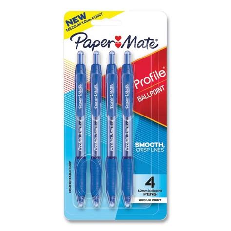 Paper Mate Profile Ballpoint Pen Retractable Medium 1 Mm Blue Ink